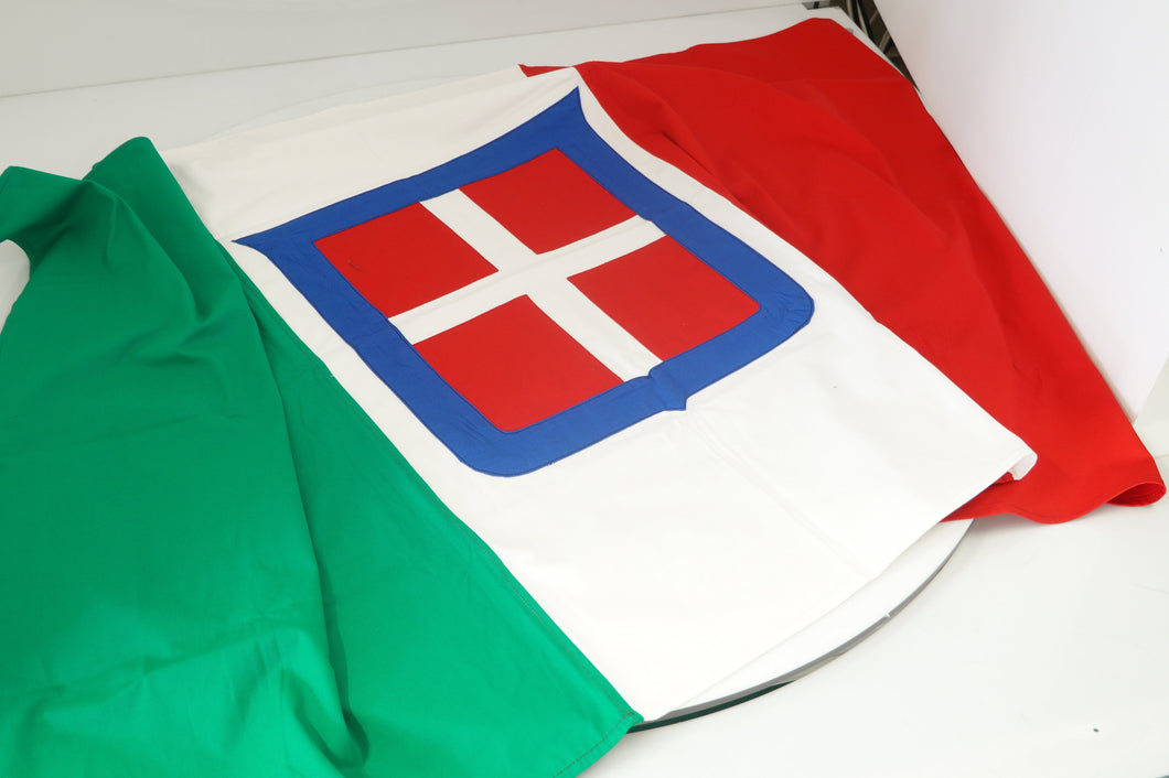 WW1 WW2 Riproduzione Bandiera Regno d-Italia Stemma Sabaudo Cucita in Cotone cm 150 x 96