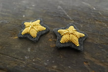 Carica l&#39;immagine nel visualizzatore di Gallery, WW1 WW2 Riproduzione Coppia Stellette Ufficiale 20mm Oro/GrigioVerde

