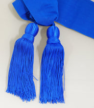 Carica l&#39;immagine nel visualizzatore di Gallery, WW1 WW2 Sciarpa Ufficiale Azzurra a Palla Liscia Frangia Tripolino
