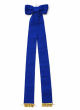 Carica l'immagine nel visualizzatore di Gallery, Nastro Gala Azzurro Fiocco Frangia Oro Lunghezza cm 100
