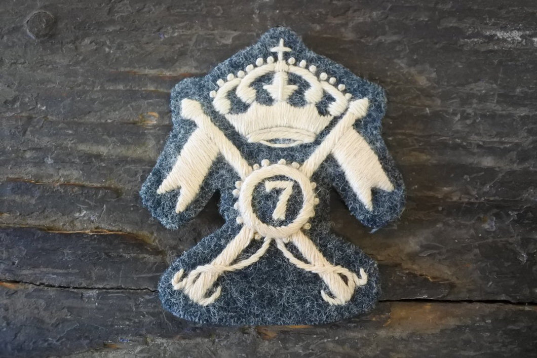 WW1 RIPRODUZIONE FREGIO UFFICIALE CAVALLERIA LANCIERI 7 REGGIMENTO FONDO GRIGIOVERDE REGIO ESERCITO ITALIANO